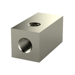 Mounting block, brass, nickel-plated, (L x W x H) 9 x 5 x 5 mm, 05.60.223