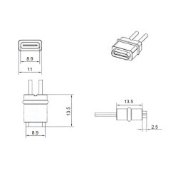 Gniazdo USB-C z przewodami 8cm