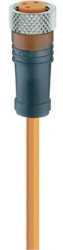 Sensor actuator cable, M8-cable socket, straight to open end, 3 pole, 5 m, PVC, orange, 4 A, 11295