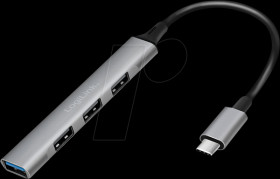 UA0392 USB 3.2 Gen1 Type C, 4-port slim hub, with aluminum casing