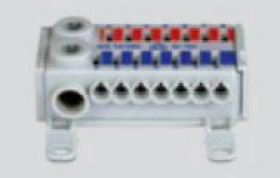 Blok rozdzielczy CU ECB 2-polowy 2x25mm2 , 2x (7x4mm2) czerwony/niebieski KS741RN