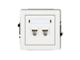 DECO Gniazdo telefoniczne podwójne 2xRJ11 4-stykowy beznarzędziowe biały DGT-2 KARLIK