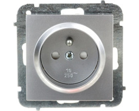 Sentia Gniazdo pojedyncze z/u 16A z przesłonami srebrny połysk 1434-56