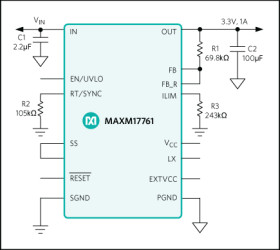 4.5V to 76V, 1A High-Efficiency, DC-DC Step-Down Power Module with Integrated Inductor