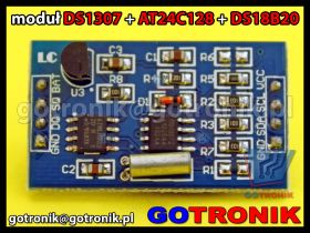 Moduł zegara RTC DS1307 + pamięć eeprom AT24C128 + czujnik temperatury DS18B20