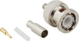BNC plug 50 Ω, RG-174, RG-188, RG-316, LMR-100A, Belden 7805A, RG-174LL, crimp connection, straight, 031-315-RFX