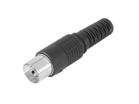 Gniazdo antenowe proste czarne z odgiętką