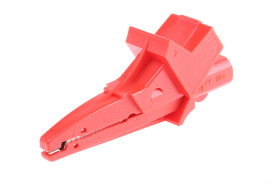 Zacisk krokodylkowy 20A izolowany 22mm Czerwony Schutzinger