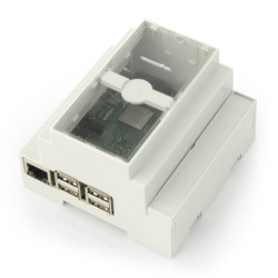 Obudowa Raspberry Pi 3B+/3B/2B na szynę DIN - szara/przezroczysta