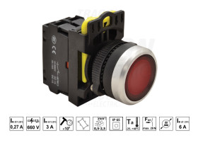 Przycisk sterowniczy 22mm z podświetleniem czerwony NC zestaw