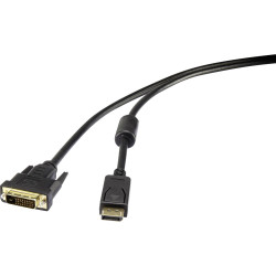 Renkforce RF-3301148 DisplayPort/DVI Adapter Cable Black 0.50m Gold Connectors