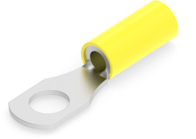 Insulated ring cable lug, 2.62-5.54 mm², AWG 12 to 10, 6.35 mm, M6, yellow, 55678-1