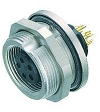 Panel socket, 3 pole, solder connection, screw locking, straight, 09 0408 80 03