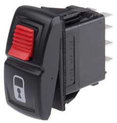 Przełącznik kołyskowy Wł.-(wł.) podświetlany 15 A DPST Czerwony IP66 Zablokowanie/odblokowanie (Symbol) Carling