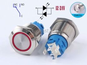 Przełącznik stabilny 19mm LED czerwony 12-24V