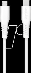 CU0243 Sync &amp; charging cable, USB-C > Micro B, 1.5 m, white
