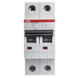 Wyłącznik nadprądowy MCB, Typ C, 2-biegunowy, 6A, 440V, 125V, na szynę DIN, ABB S202M-C6, S200M