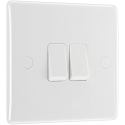 BG 842 White Nexus Moulded Double Switch, 20A 16AX 2 Way