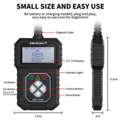 Qoltec Cyfrowy Tester diagnostyczny Interfejs ProLine OBDII EOBD Polskie MENU 8V–25V Dual system