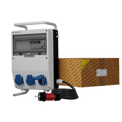 Rozdzielnica budowlana na stojaku z kablem i licznikiem zużycia energii TD-S/FI SKH 3x230V Schuko Doktorvolt DV-0489-D