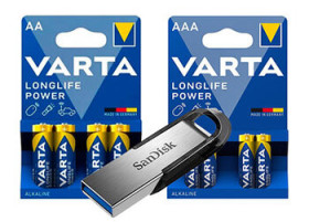 Zestaw Varta Longlife Power - 80szt LR6 / AA, 80szt LR03 / AAA + Pendrive SanDisk 64GB