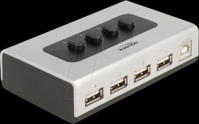 87762 USB 2.0 switch, 4 port, 1x USB-B to 4 x USB-A, bi-directional