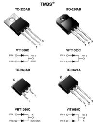 VFT1080C-E3 Dual Trench MOS Barrier Schottky Rectifier Ultra Low VF = 0.49 V at IF = 3 A
