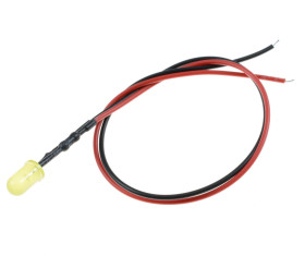 Yellow Diffused Lens Prewired 5mm LED 20cm 12V
