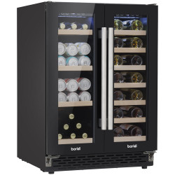 Baridi DH96 40 Bottle/120 Can Undercounter Dual Zone Wine Fridge Cooler 60cm