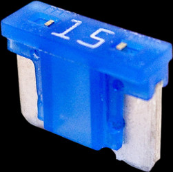 Automotive flat fuse, 15 A, 58 V, blue, (L x W x H) 10.9 x 3.8 x 8.7 mm, FLP7015