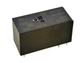 Przekaźnik; elektromagnetyczny miniaturowy; HF115F-024-1HS3A (JQX115); 24V; DC; 1 styk zwierny; 16A; 250V AC; do gniazda; do dru