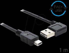 83378 Easy USB 2.0 A plug, angled > mini plug 1 m