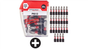 Bity Udarowe Do Wkrętarki Ph2 25Mm 1/4 Shockwave 25Szt Milwaukee