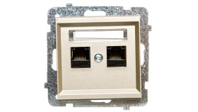 Sonata Gniazdo Komputerowe Podwójne 2Xrj45 Kat.5E Szampański Złoty Krone...