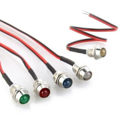 LED fi 5mm 12V CZERWONA METAL Z PRZEWODEM 20cm