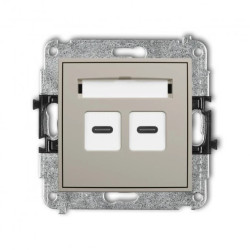 ICON Mechanizm gniazda podwójnego 2xUSB C-C taupe 60IGUSB-8