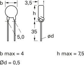 PTC thermistor, 55 Ω, 120 °C, ±25 %, radial, B59990C0120A070
