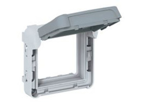PLEXO55 Adapter z klapką do montażu 2 modułów Mosaic w osprzęcie PLEXO IP55 szary 69579 LEGRAND