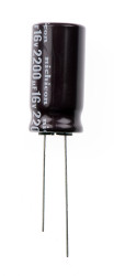 Kondensator 2200μF 16V dc Radialny, Otwór przelotowy Nichicon roztaw: 5mm 12.5 (Dia.) x 25mm