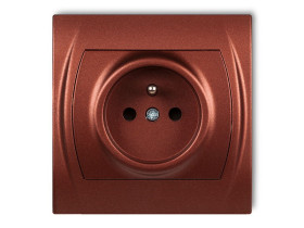 LOGO Gniazdo pojedyncze z uziemieniem (przesłony torów prądowych) brązowy metalik 9LGP-1zp KARLIK