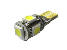 Żarówka LED W5W T10 10mm zimny biały 12V canbus 5Lsmd5050