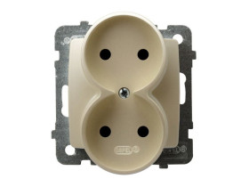 KARO Gniazdo podwójne bez uziemienia do ramki IP-20 zaciski gwintowe ecru perłowy GP-2SR/m/42 OSPEL