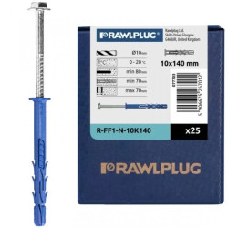 Kołki rozporowe ramowe R-FF1 10x140mm z wkrętem z łbem sześciokątnym i gniazdem TORX do betonu, cegły ceramicznej 25szt