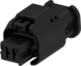 Socket, unequipped, 2 pole, straight, 1 row, black, 1801175-1