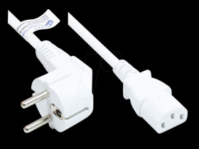 P0130-W050 power cord type E+F CEE 7/7 to C13 , white, 1,00 mm², 5 m