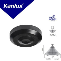 Czujnik ruchu PIR ZONA MINI-B/B 200VA Ø7,6 max 6,5m 360 st. IP20 IIkl. nastropowy czarny 37375