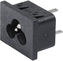 Panel plug C6, 3 pole, snap-in, plug-in connector 2.8 x 0.8, black, 6160.0040