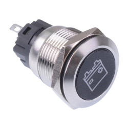 Battery' Blue LED Latching 19mm Vandal Push Button Switch SPDT 12V