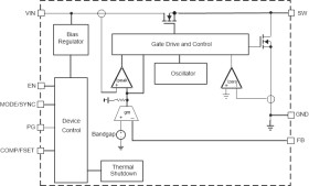 2.7-V to 6-V, 3-A, adjustable-frequency, step-down converter in SOT-583 package