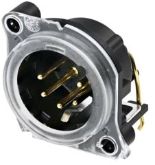 XLR panel plug, 5 pole, gold-plated, plastic, NC5MAH-LR